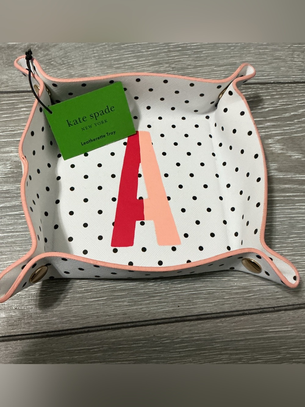 NWT kate spade Leatherette Tray with Letter A